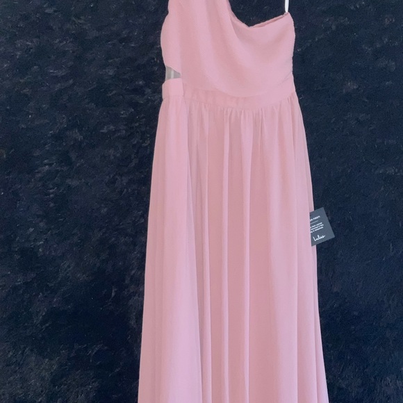 Lulus Light Pink one shoulder floor length dress - Picture 6 of 9